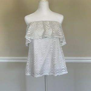 White Eyelet Strapless Top By Lilly Pulitzer Size Large